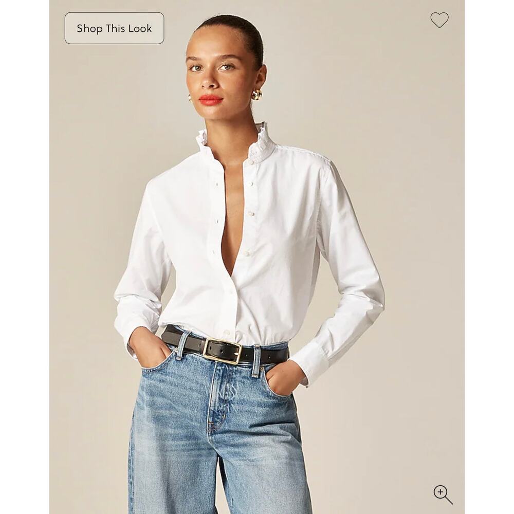 J. Crew Jules ruffle-collar shirt in cotton poplin White NWT size 18 - Picture 2 of 8
